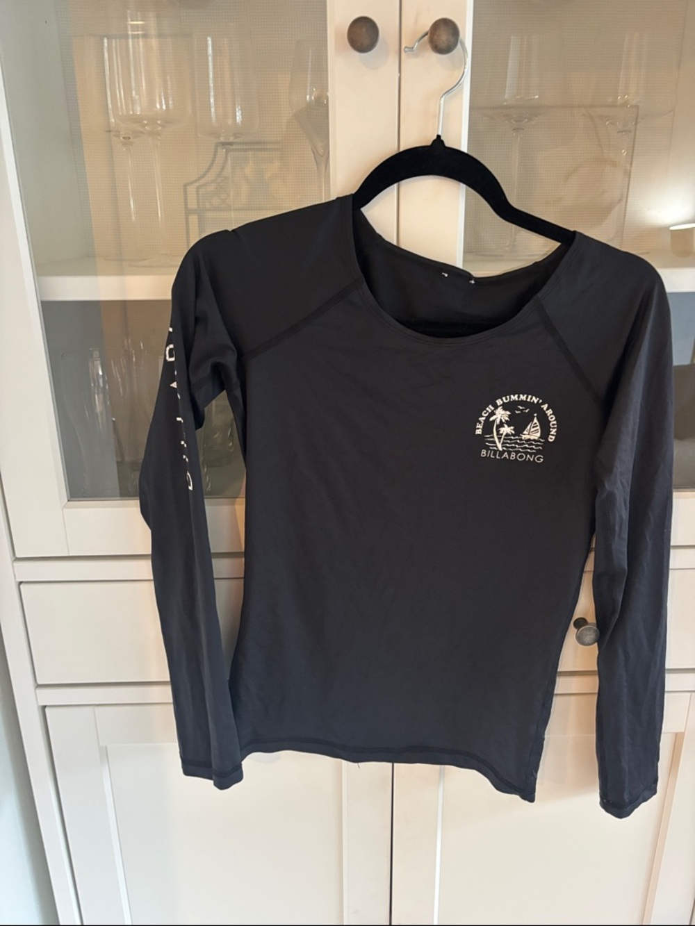 Billabong Black Long Sleeve Surf Top with Logo